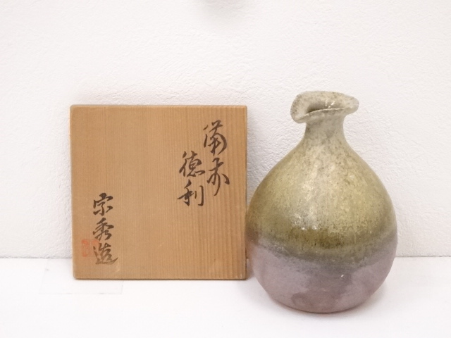 JAPANESE POTTERY BIZEN WARE SAKE BOTTLE 